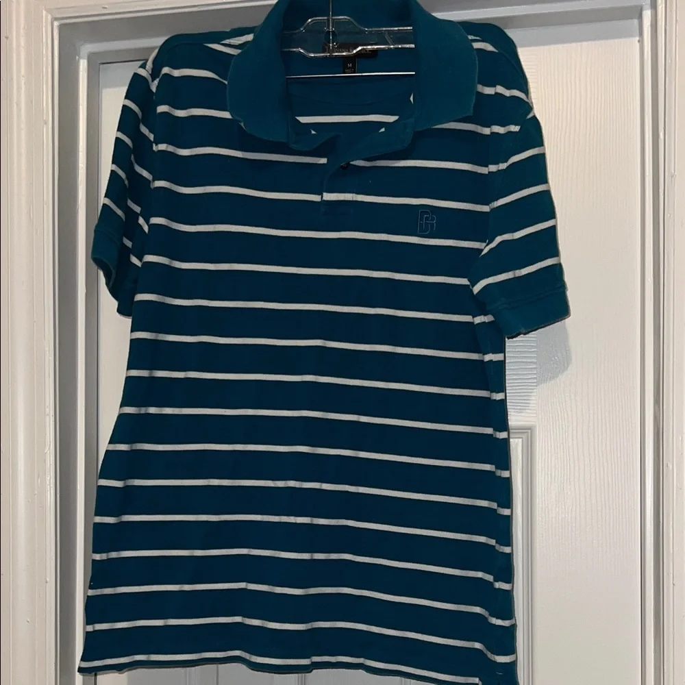 Banana Republic Teal and White Striped Polo